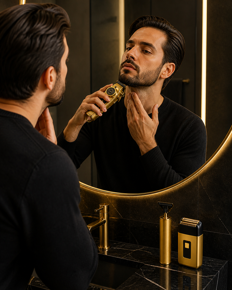 Premium gold grooming kit lifestyle image
